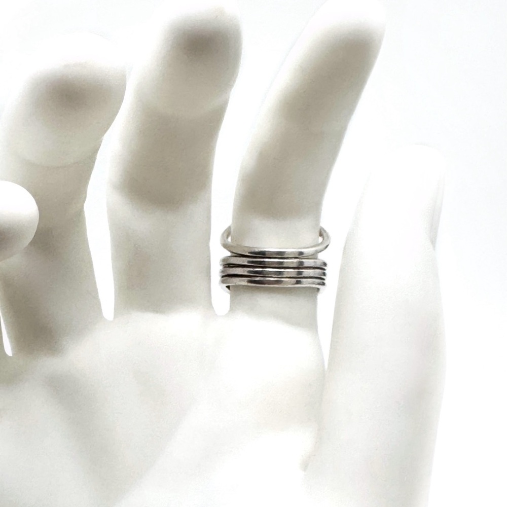 Sterling Silver Abstract Geometric Ring Split Band Overlap Loop Design Size 8 - Picture 7 of 10